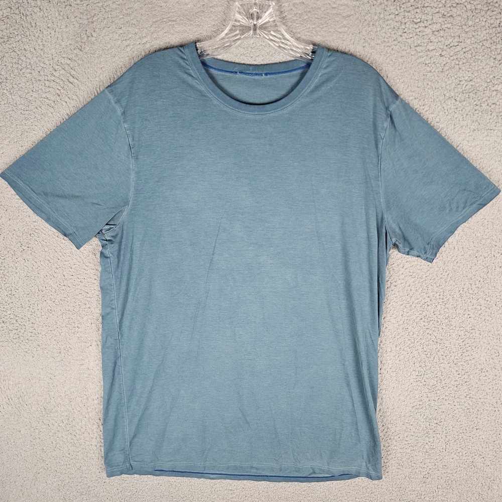 Lululemon T-Shirt Mens L Blue Fundamental Short Sleeve Athletic Crew Neck Tee